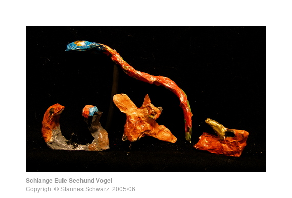 Varicoloured figures, made by a child