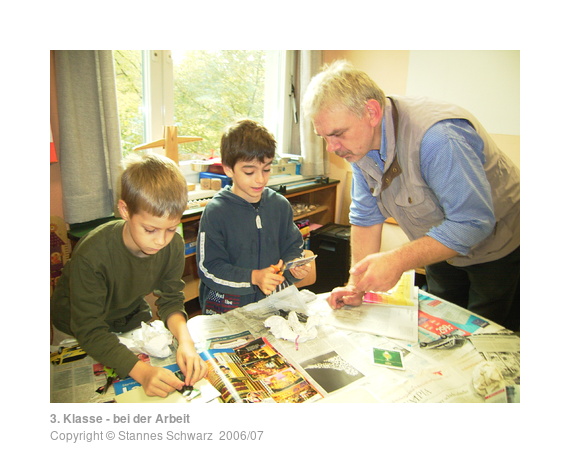 Two 8 Year old boys working with the artist