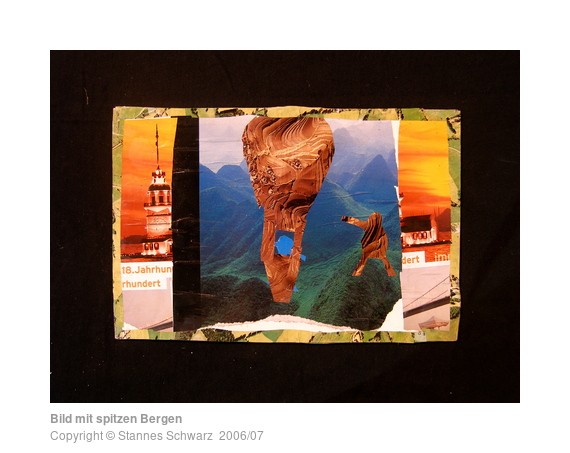 Collage with captive balloon made by a child