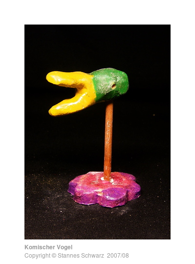 Yellow green bird , clay figure made by a 4th class pupil