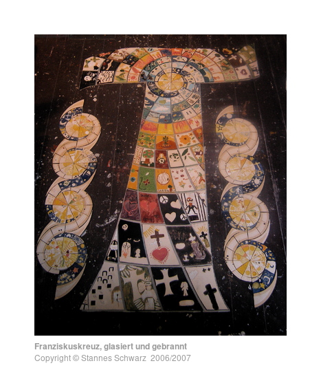 St. Francis cross, glazed and burnt