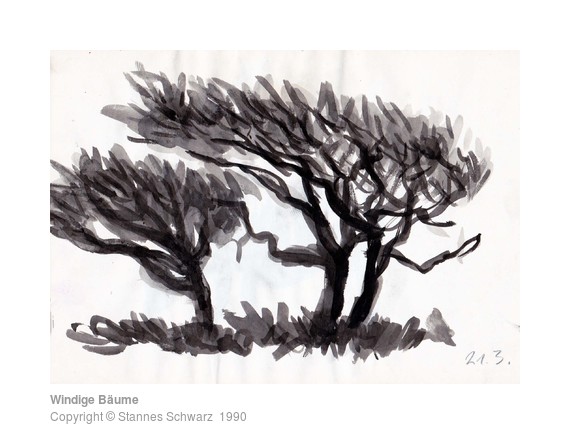 Stormy trees, drawing